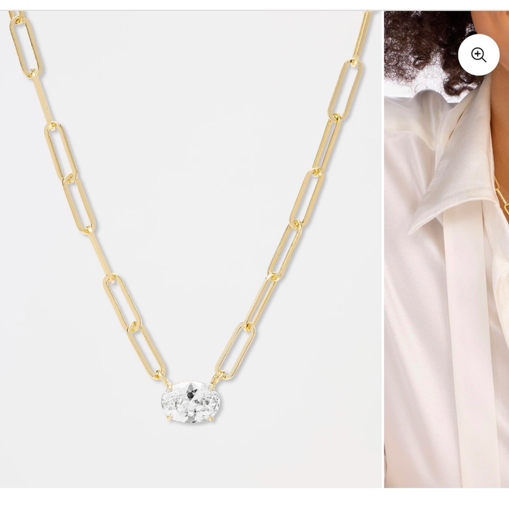 Melinda Maria Gold Necklace with Clear Stone